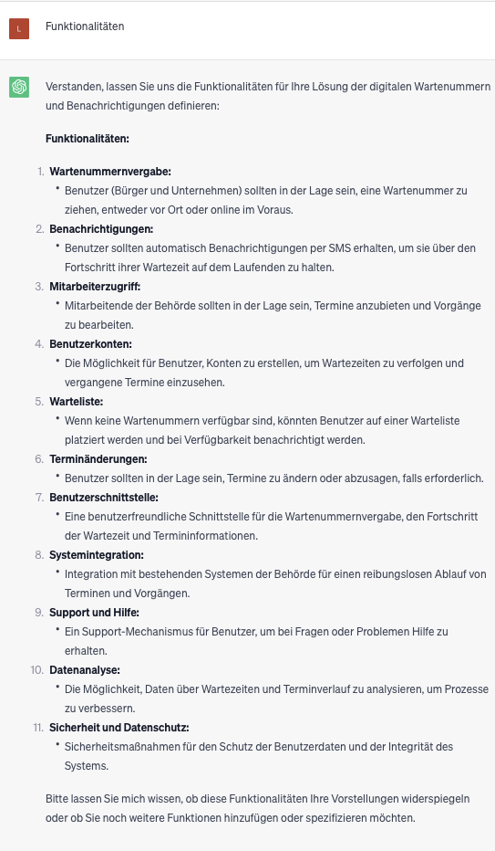 ChatGPT Prompt Funktionalitäten