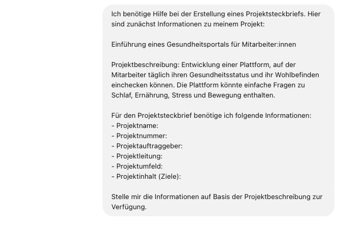 Prompt - Erstellung eines Projektsteckbriefs (Variante 1)